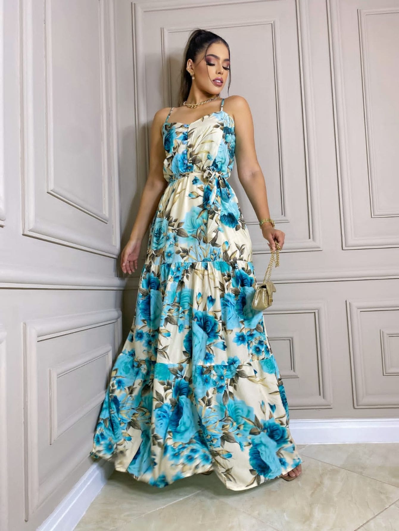 Women Dresses - 藍白色 - 查看 1