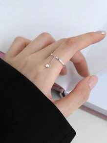 1 Miếng Sành điệu Đơn giản Thanh tú Thanh lịch Hợp thời Cá nhân hóa Cơ bản Thiết kế Nhẫn , Thích hợp Đối với Lễ hội , Đám cưới , Các bữa tiệc , Yến tiệc , Món quà Đối với Người yêu , Bạn , Hằng ngày Chế tạo Của Premium Màu bạc Chất liệu , Có Cao-kết thúc - Bạc - Xem 3