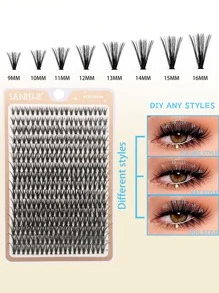 SANISHI DIY Eyelash Extensions 320 Clusters 9-16mm Manga Lashes Volume Individual Eyelashes Extensions Lash Clusters DIY At Home - Black - View 4