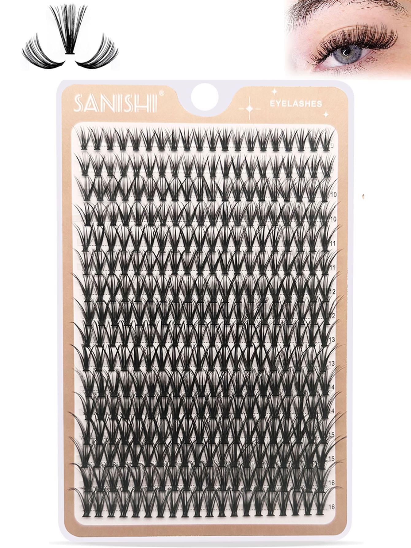 SANISHI DIY Eyelash Extensions 320 Clusters 9-16mm Manga Lashes Volume Individual Eyelashes Extensions Lash Clusters DIY At Home - Black - View 1