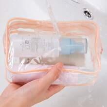 3pcs Travel PVC Cosmetic Bags, Women Transparent Toiletry Bags, Zipper Makeup Bags Organizer Bath Wash Make Up Tote Toiletry Bags Summer Travel Essentials For Beach Vacation Holiday School Supplies Dorm Essentials Back To School - Pink - View 11