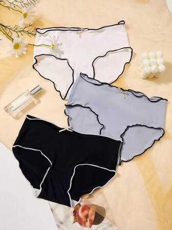 3入組/套女性冰絲內衣,日式風,低腰,抑菌,性感夏天超薄三角形三角內褲