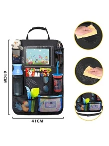 Organizador Protector para Asiento Trasero Coche, a Prueba de Patadas e Impermeable, Bolsa de Almacenamiento con 8 Bolsillos, Poliéster 600D, para Juguetes y Viajes (Negro)
