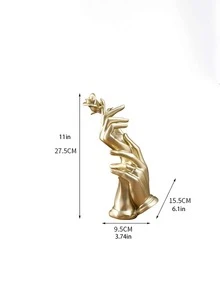chenguang 1入組手持玫瑰造型樹脂裝飾物適用於家庭裝飾用品 - 金色 - 查看 4