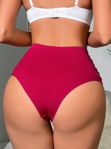 1 chiếc quần định hình bụng cạp cao hình tam giác có thiết kế nâng hông và khoét rỗng, Giáng sinh - Màu Đỏ Sâu - Xem 3