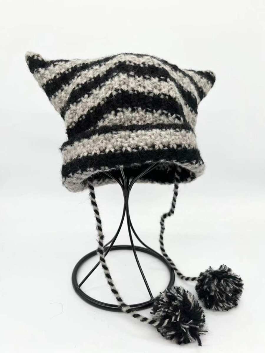 1 Miếng Của phụ nữ Mùa Đông Ấm áp Dễ thương Tai mèo Mũ len - Nhiều màu - Xem 1