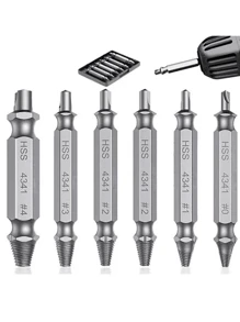 6 Piezas Herramienta Extractor Tornillo Dañado Roto Perno Barrido Acero Util Vmingo Mexico - Plateado - Ver 2