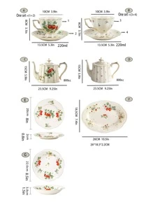 chenguang 1 件陶瓷杯或 1 件杯墊或 1 件茶壺，歐式草莓圖案家居杯 - 彩色 - 查看 11