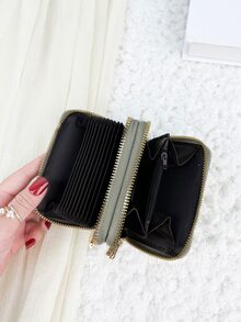 SOUTHLAND&KANGAROO Double Zipper,Versatile Coin Wallet,Letter Graphic Card Holder Multi-Card Card Organizer For Storage Credit Cards School Supplies For School Dorm Room - Mint Green - View 3