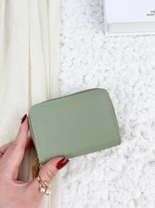 SOUTHLAND&KANGAROO Double Zipper,Versatile Coin Wallet,Letter Graphic Card Holder Multi-Card Card Organizer For Storage Credit Cards School Supplies For School Dorm Room - Mint Green - View 2