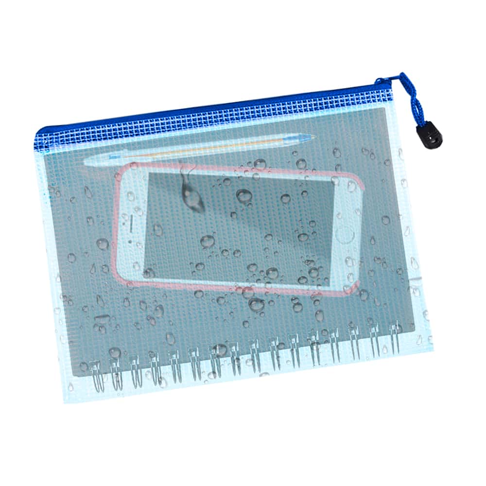 Pasta De Arquivo Plástico Documento Executiva Escolar Transparente Com Zíper Resistente Á Água Tamanho Grande Folha A4 material escolar material escola papelaria - Azul - Visão 1