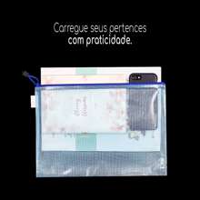 Pasta De Arquivo Plástico Documento Executiva Escolar Transparente Com Zíper Resistente Á Água Tamanho Grande Folha A4 material escolar material escola papelaria - Azul - Visão 5
