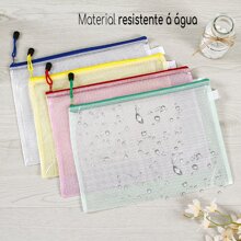 Pasta De Arquivo Plástico Documento Executiva Escolar Transparente Com Zíper Resistente Á Água Tamanho Grande Folha A4 material escolar material escola papelaria - Azul - Visão 6