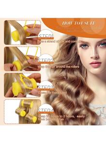 8 Pieces Sponge Hair Rollers Large Soft Foam Hair Styling Curlers 40 Mm Large Size Hairdressing Curlers For Women And Kids - Yellow - View 2