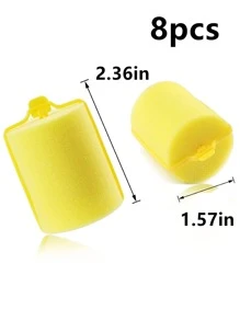 8 Pieces Sponge Hair Rollers Large Soft Foam Hair Styling Curlers 40 Mm Large Size Hairdressing Curlers For Women And Kids - Yellow - View 6