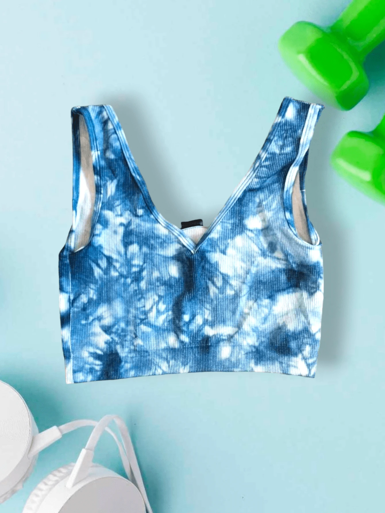 Top Bralette Short Sports Blouse Youth Women's Fashion Tie Dye - Baby Blue - View 1