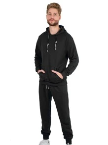 Conjunto Deportivo Hombre Sudadera y Pantalón Pants Afelpado Ligero Transpirable Comodo Estilo Casual  - TALINO - Negro - Ver 1