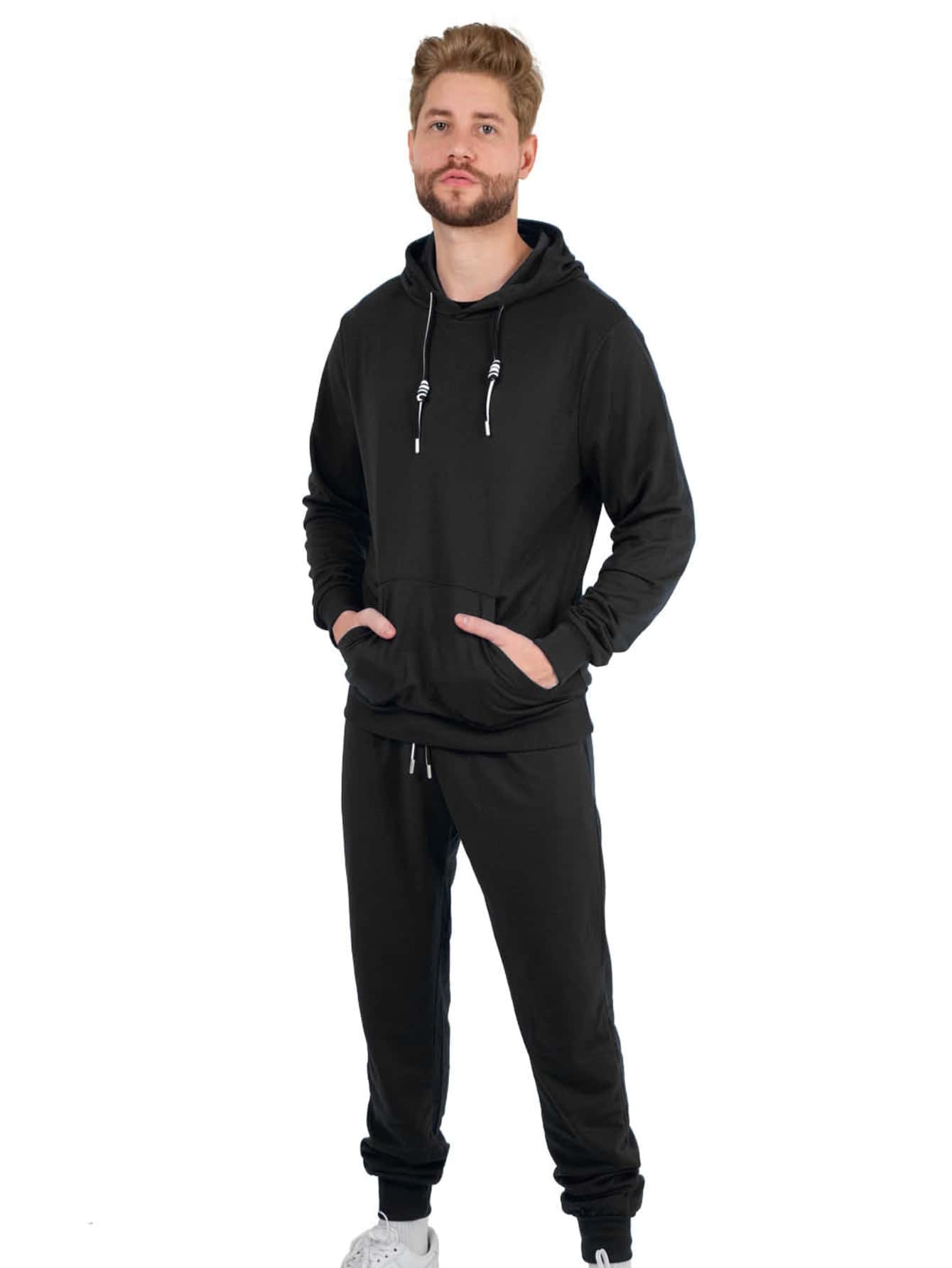 Conjunto Deportivo Hombre Sudadera y Pantalón Pants Afelpado Ligero Transpirable Comodo Estilo Casual  - TALINO - Negro - Ver 1