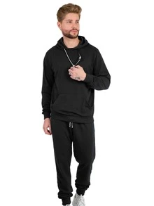 Conjunto Deportivo Hombre Sudadera y Pantalón Pants Afelpado Ligero Transpirable Comodo Estilo Casual  - TALINO - Negro - Ver 2