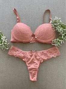 Women Bra & Panty Sets - 乾枯玫瑰色 - 查看 1