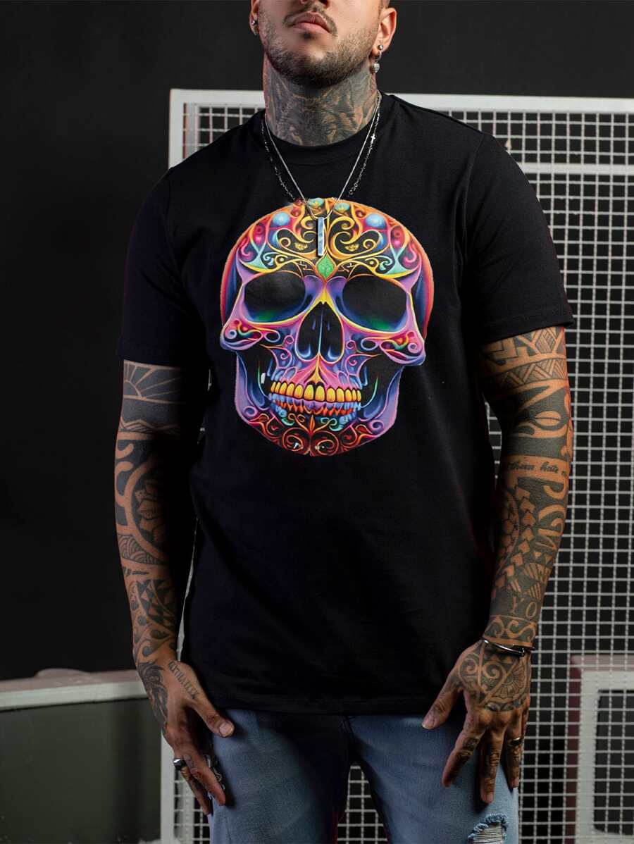 Men T-Shirts - 黑色 - 查看 1