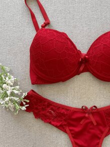 Women Bra & Panty Sets - Red - View 2