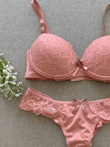 Women Bra & Panty Sets - 乾枯玫瑰色 - 查看 2