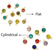 5pcs/10pcs Stainless Steel Plated Gold Colorful Rhinestones Decor Gemstone Charms Round Beads Birthstone Pendants For Diy Necklace/Bracelet/Key Chains Decoration Jewelry Findings Making