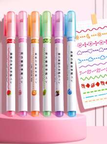 Set de 6 marcadores de borde impermeables. Juego de colores con estuche ultra portátil. Calidad premium. De vuelta a la escuela