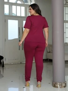 Plus Size Co-Ords - Burgundy - View 3