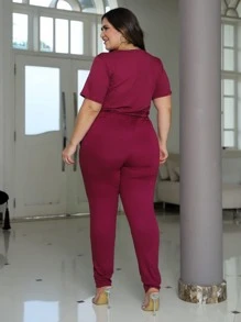 Plus Size Co-Ords - Burgundy - View 4