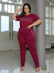 Plus Size Co-Ords - Burgundy - View 5