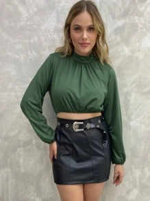 Women Blouses - Army Green - View 3
