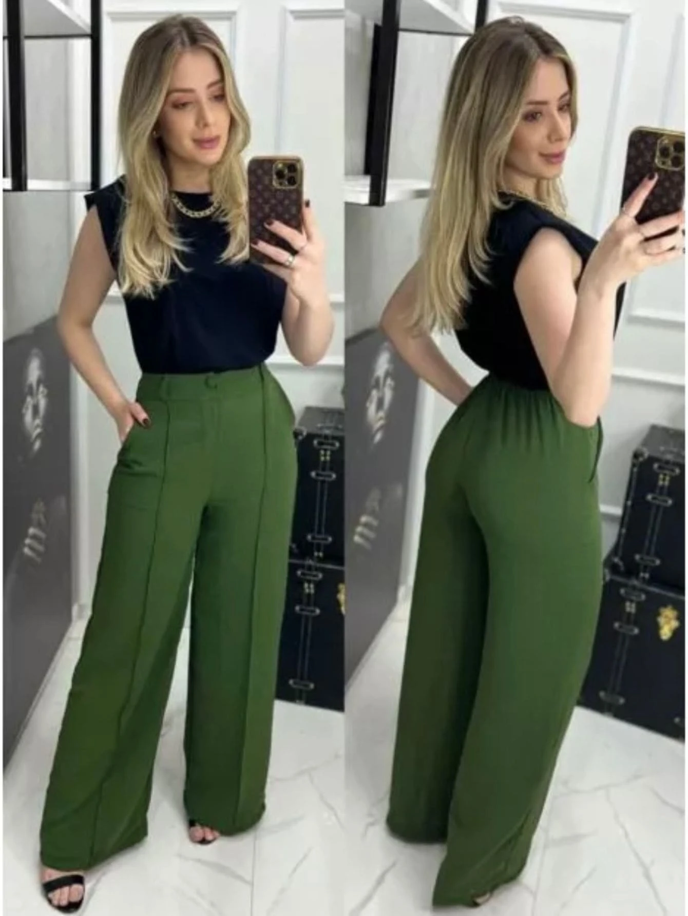 Women Pants - xanh quân đội - Xem 1