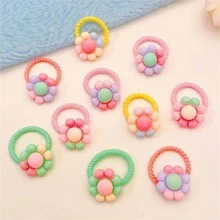 10pcs Colorful Small Flowers Design 2cm Threaded Hair Ties