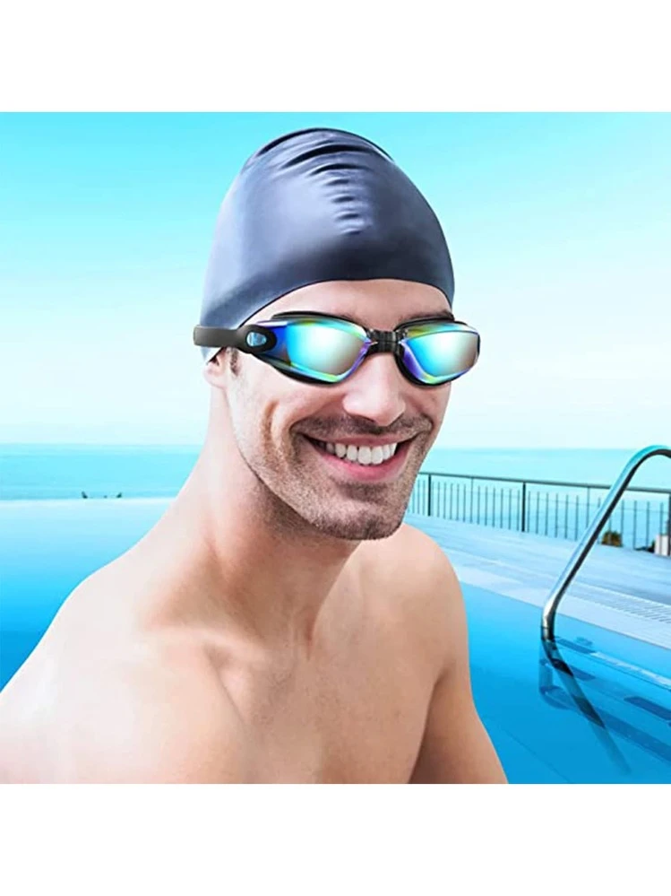 Occhialini Da Nuoto Antiappannamento E Antiperdita Per Adulti - Lenti A Specchio UV E Visione 180° Con Custodia