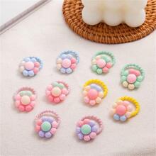 10pcs Colorful Small Flowers Design 2cm Threaded Hair Ties
