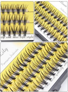 DIY Eyelash Extensions 60 Clusters 10mm Manga Lashes Volume Individual Eyelashes Extensions Lash Clusters DIY At Home - Black - View 3