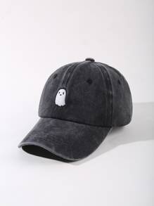 1入組女士水洗棒球帽帶鬼刺繡, - 黑色 - 查看 2