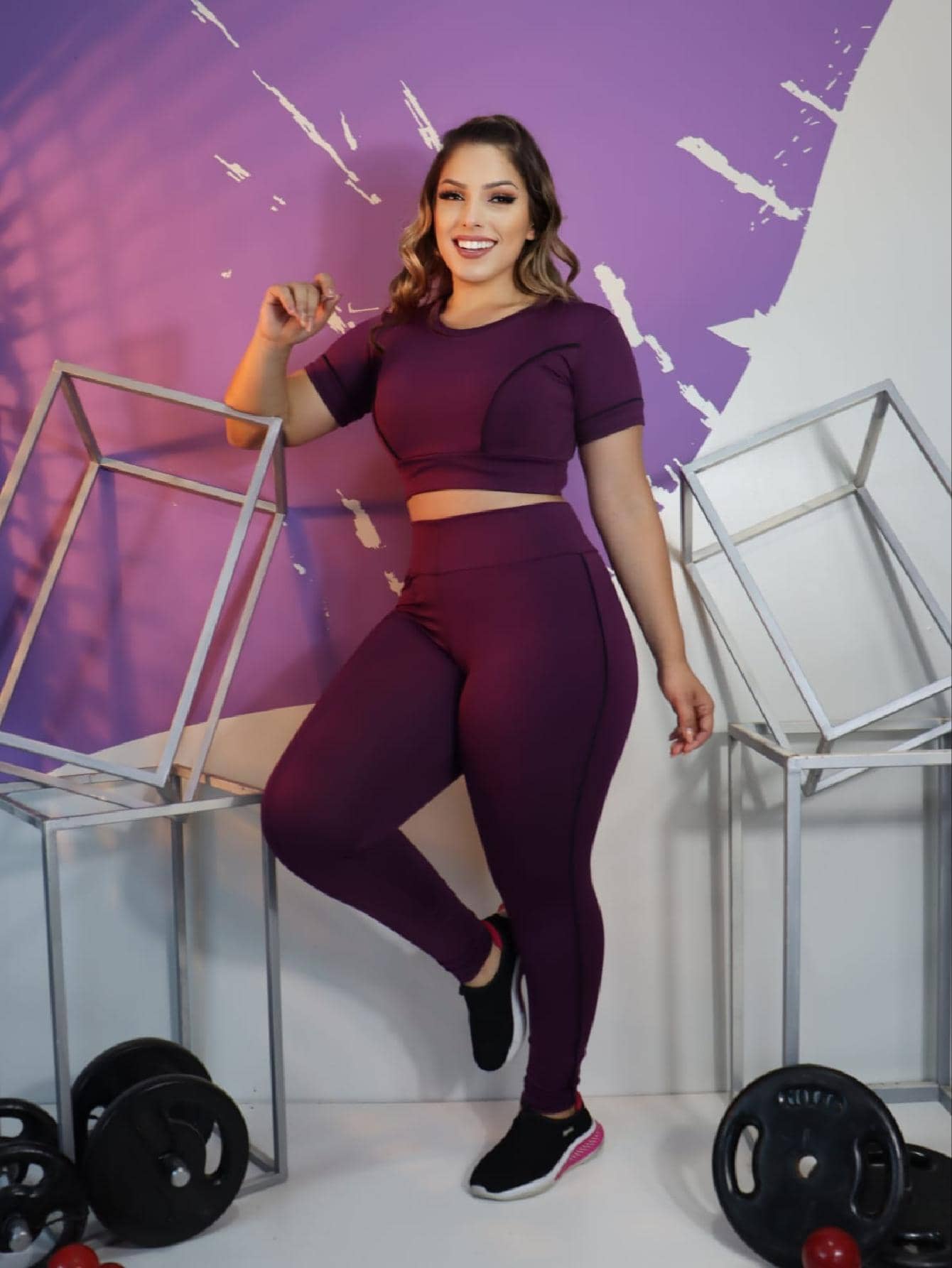 Conjunto Fitness Feminino Calça Legging e Top Roupa Academia Ginástica ...