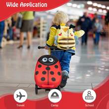 Costway 2-IN-1 Folding Ride on Suitcase Scooter with LED Wheels Brake System Kids toy Gifts - Red - View 7