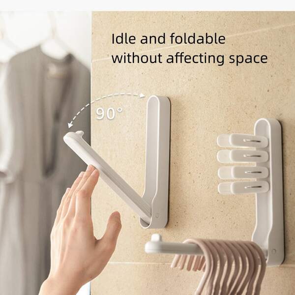 Clothes Hanger Storage Artifact Balcony Foldable Perforated Home Sorting Rack Space Clothes Hanging and Clamping Shelves
