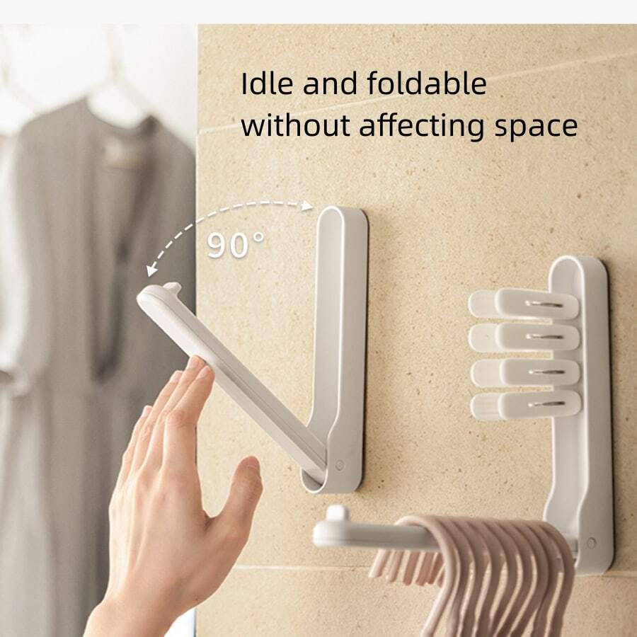 Clothes Hanger Storage Artifact Balcony Foldable Perforated Home Sorting Rack Space Clothes Hanging and Clamping Shelves - Multicolor - View 1