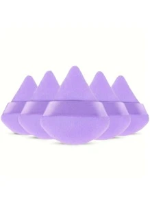 件裝柔軟三角形粉撲，適用於蜜粉、礦物粉、身體粉，由絲絨製成。非常適合塗抹粉底和混合彩妝 - 紫色 - 查看 1