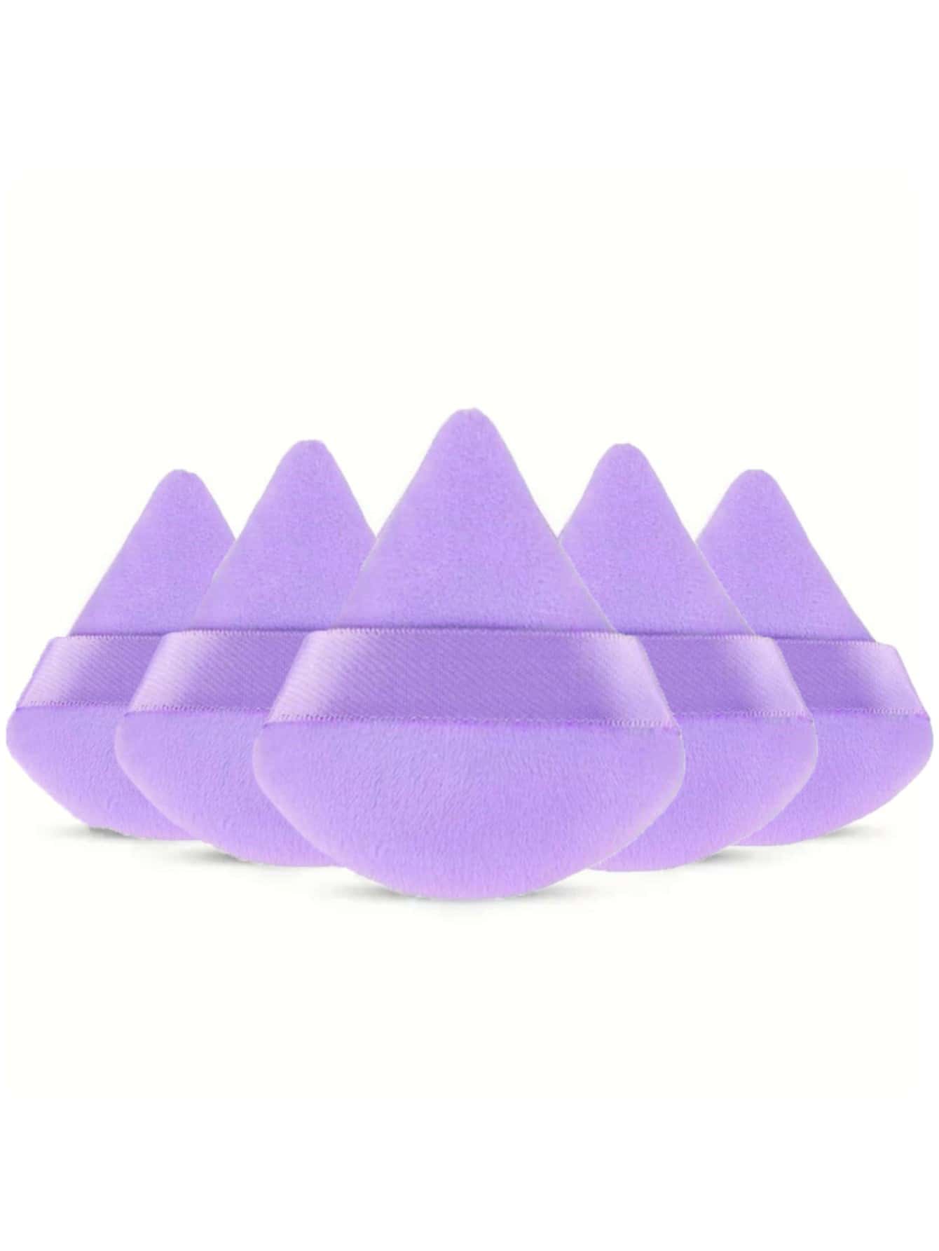 件裝柔軟三角形粉撲，適用於蜜粉、礦物粉、身體粉，由絲絨製成。非常適合塗抹粉底和混合彩妝 - 紫色 - 查看 1