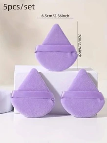 件裝柔軟三角形粉撲，適用於蜜粉、礦物粉、身體粉，由絲絨製成。非常適合塗抹粉底和混合彩妝 - 紫色 - 查看 2