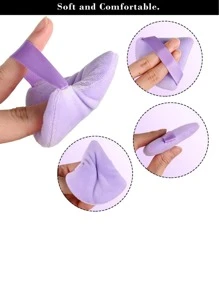 件裝柔軟三角形粉撲，適用於蜜粉、礦物粉、身體粉，由絲絨製成。非常適合塗抹粉底和混合彩妝 - 紫色 - 查看 5