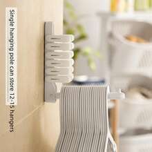 Clothes Hanger Storage Artifact Balcony Foldable Perforated Home Sorting Rack Space Clothes Hanging and Clamping Shelves - Multicolor - View 3