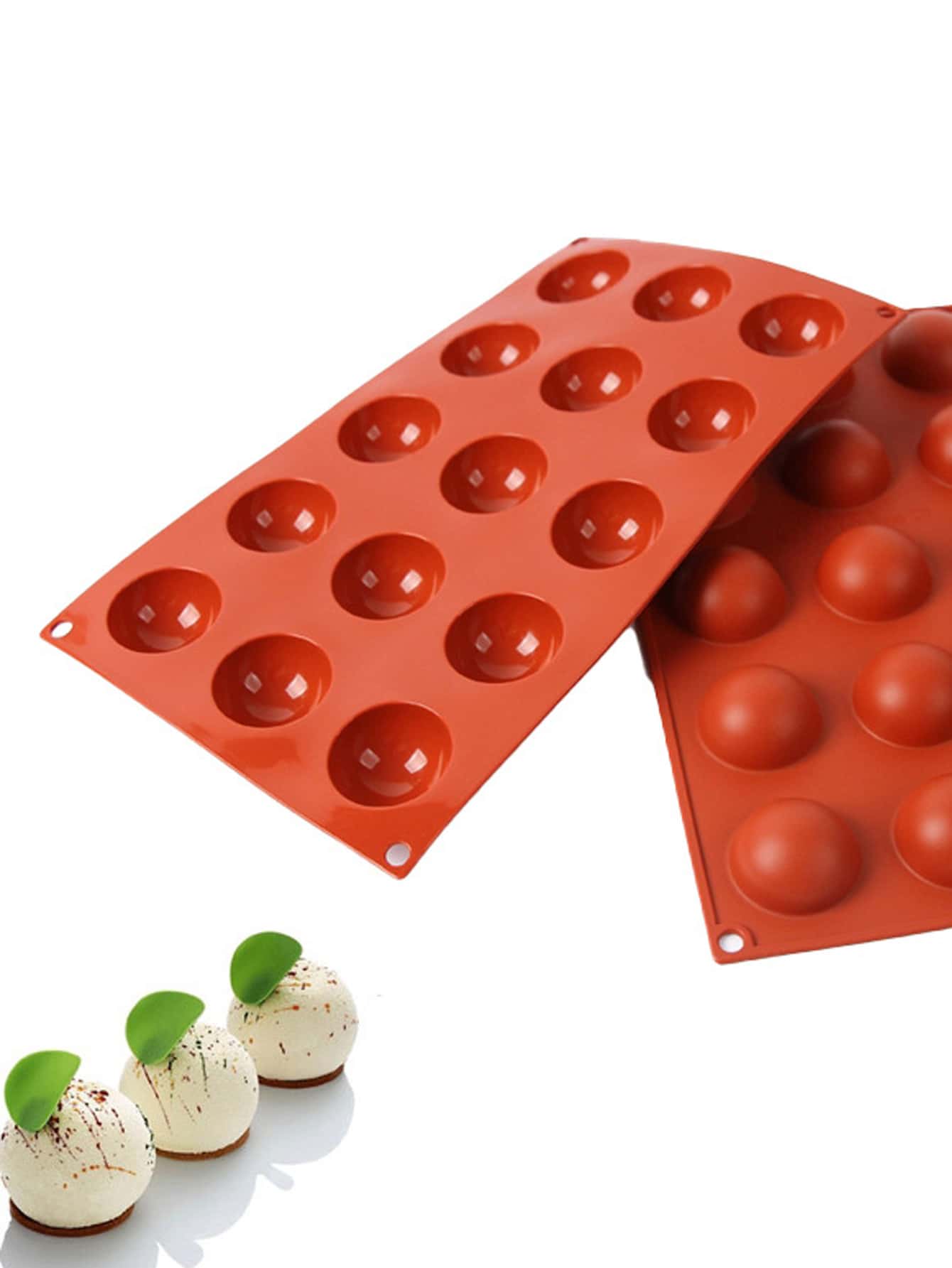 1入組15洞矽膠模具,DIY烘焙模具,適用於的巧克力,蛋糕,果凍,圓頂慕斯