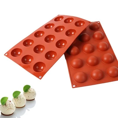 1 khuôn silicon hình bán cầu 15 ô, khuôn tự làm bánh để làm sô cô la, bánh ngọt, thạch, mousse hình vòm và nhiều món khác.